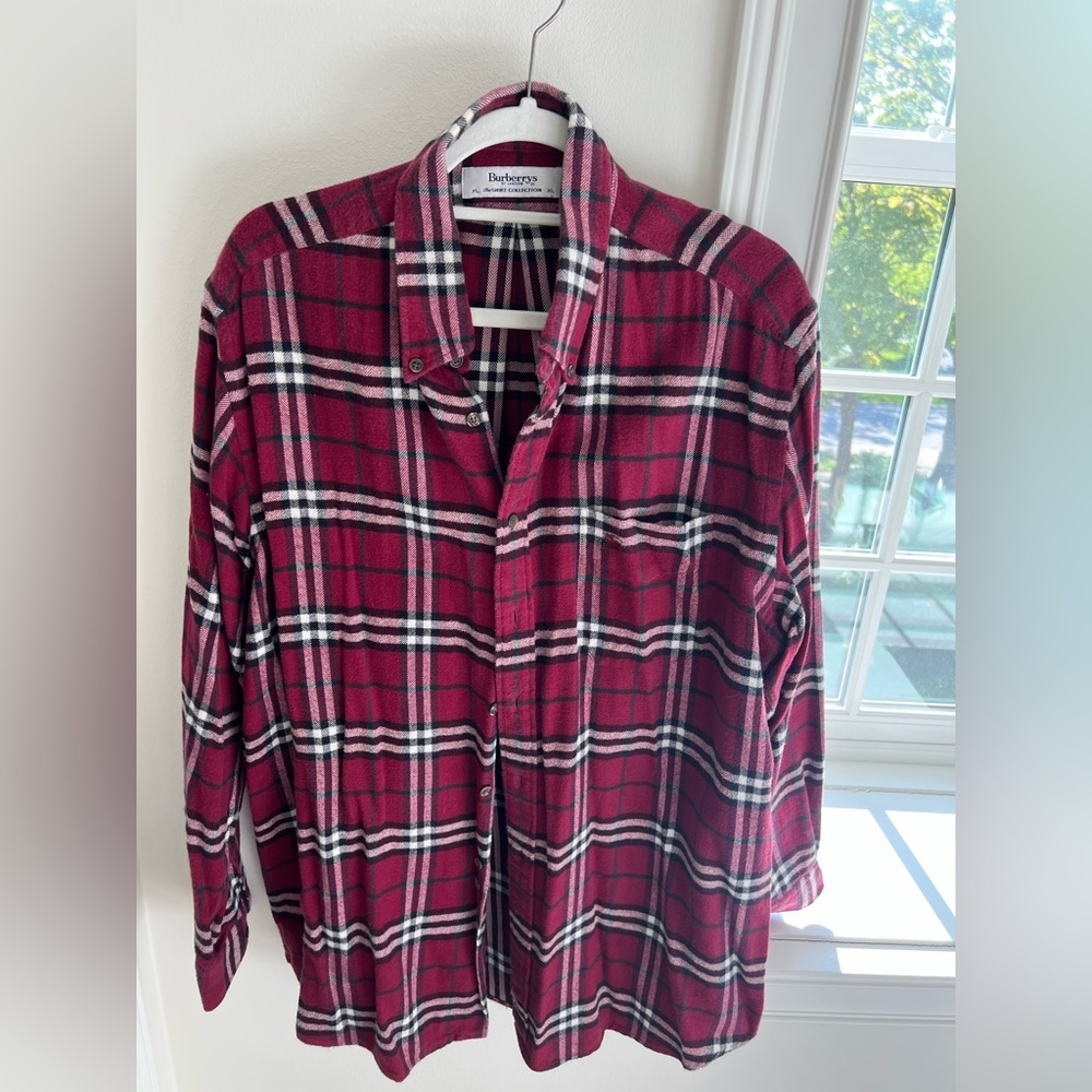Men’s Burberry Thick Cotton Plaid Shirt